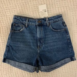 Bershka denim high rise cuffed shorts